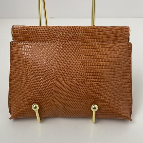 POUCH Wallet Card Holder Make Bag Vegan Tan Leather - Picture 3 of 6